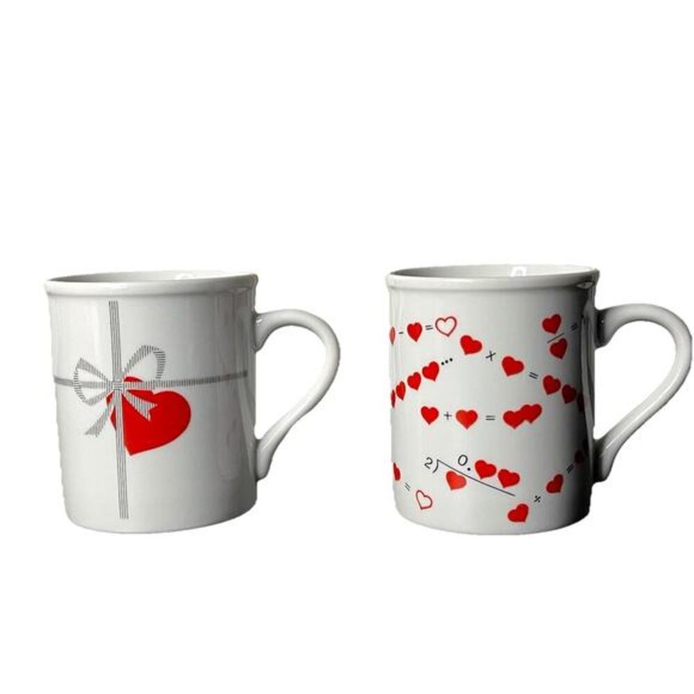 The Toscany Collection Japan Ceramic Mug Set of 2 Red Heart Love Equation Mugs